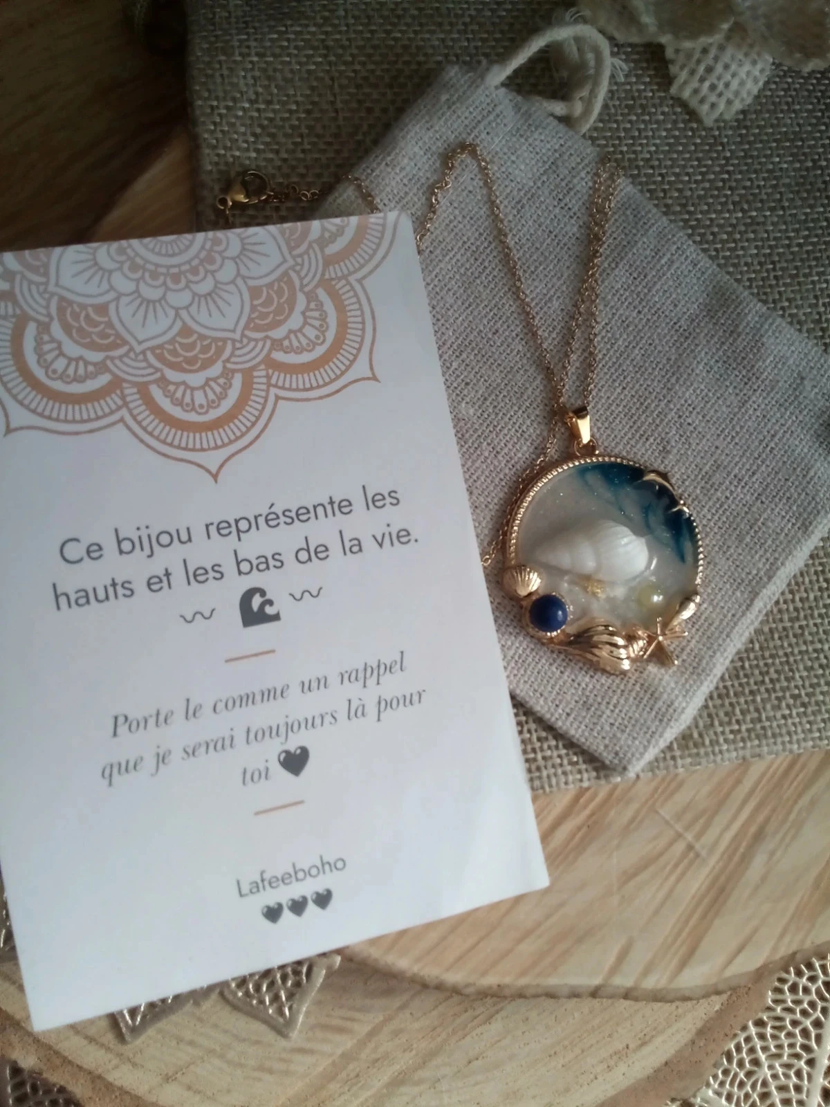 Collier bohème plage et vague de la vie + carte – photo 6